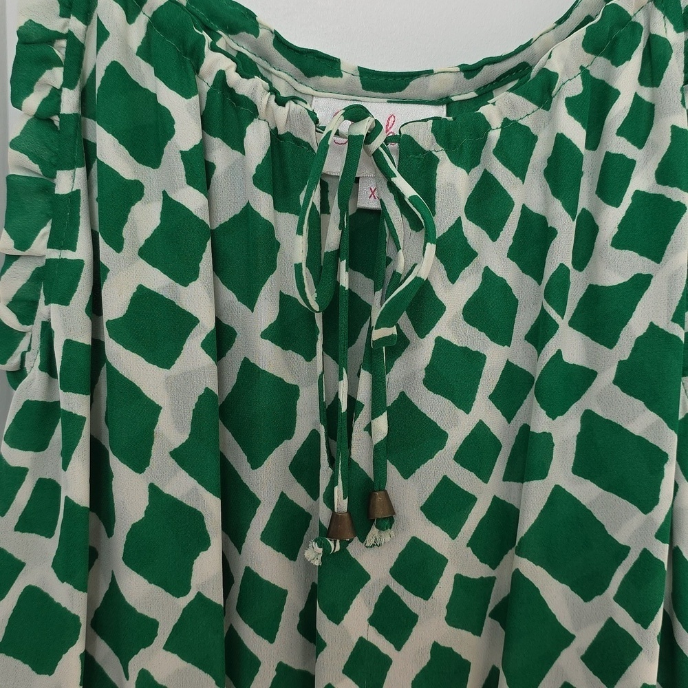 Parker Green & White Lined Silk Dress.  Size Extra Small - Picture 5 of 12